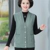 Women's Spring V-Neck Knit Vest Solid Color Button Up Elegant Outerwear for Mature Women