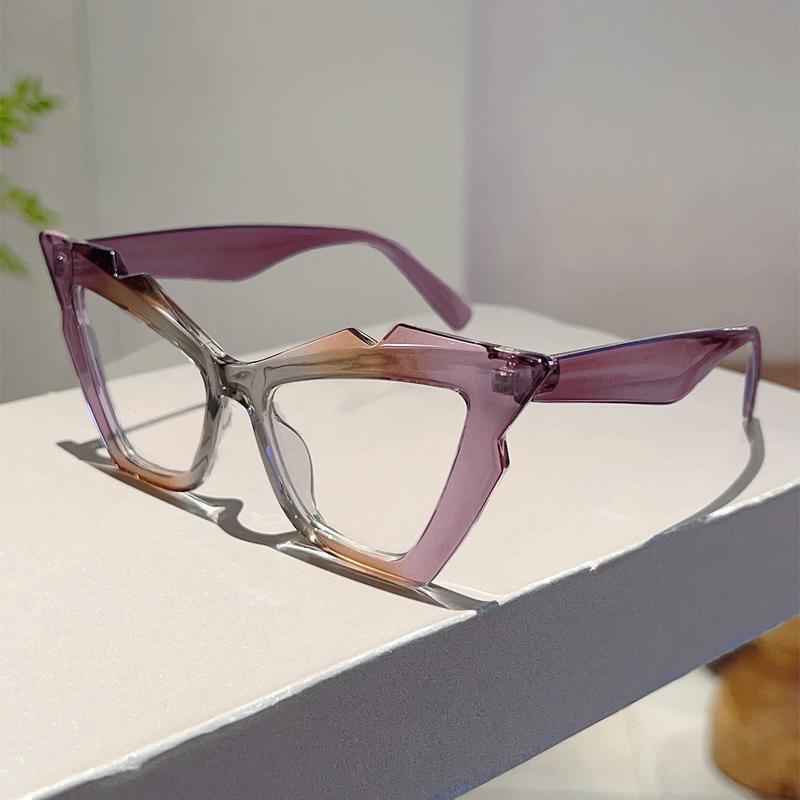KAMMPT Retro Cat Eye Eyeglasses Female Stylish Large Multi-color Optical Frame Trendy Luxury Brand Designer Decor Glasses