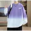 Men's Loose Gradient Color Round Neck Top for Men's Teenagers' Trendy Cool T-shirt Middle School Students' Fashionable Sports Jacket