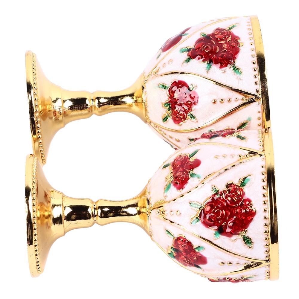 2pcs Alloy Vintage Metal Wine Cup Golden White Red Retro Metal Wine Cup Tabletop Decorations