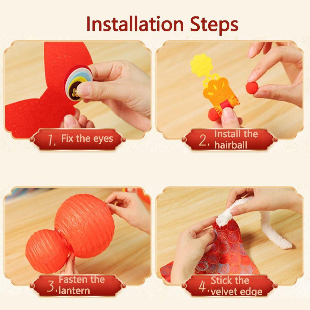 Glowing Handheld Lion Lantern Handmade Mid-Autumn Festival Lantern Mid-Autumn Festival