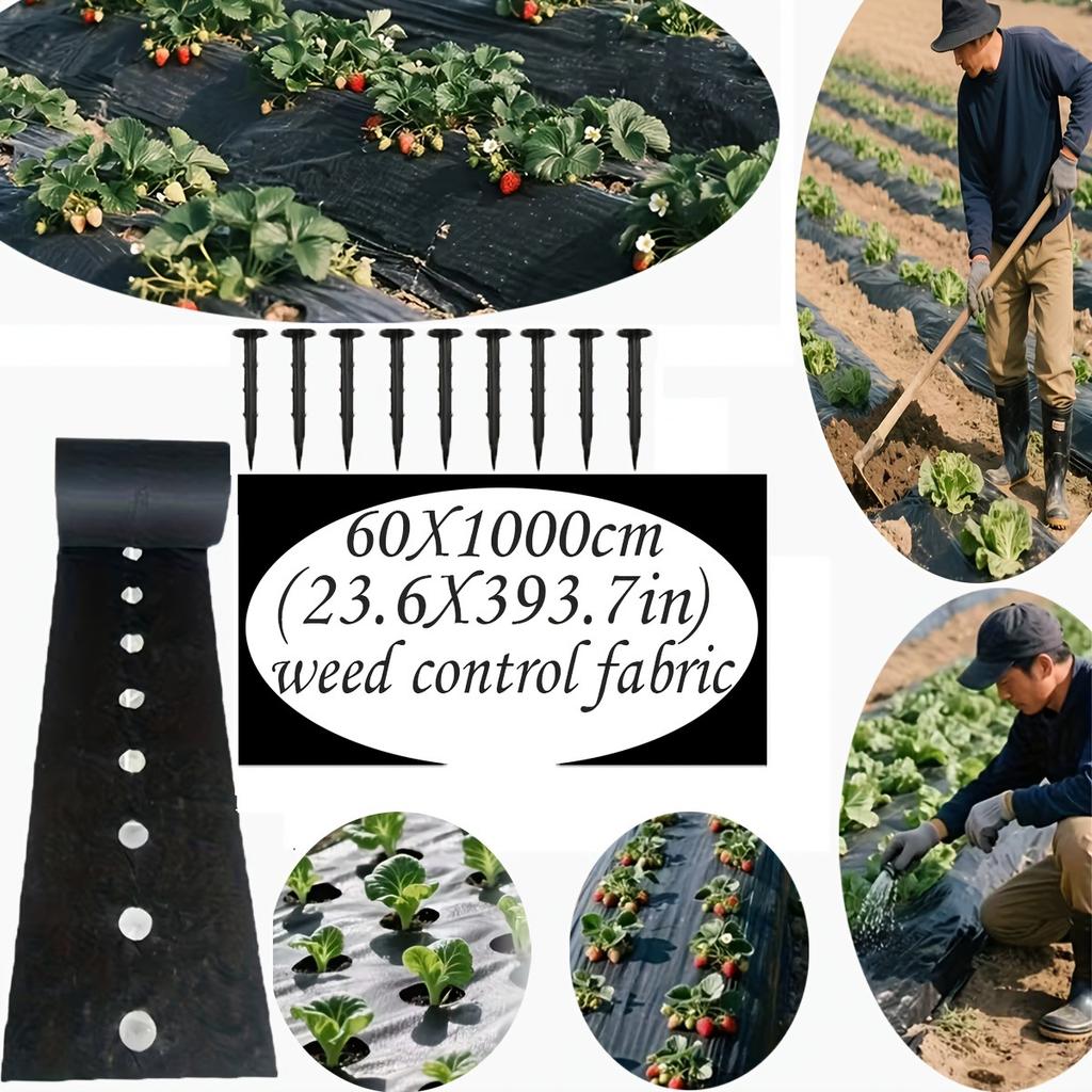 Tejido Perforado Resistente para Barrera de Malezas Ideal para Jardín, Huerto, Frutal y Patio - Suprime las Malezas, Transpirable, Permeable al Agua