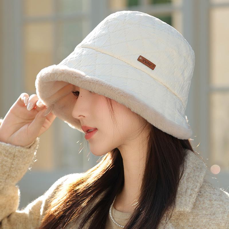 Winter hat women's warm plush thickened bucket hat big head circumference small face bucket hat versatile basin hat