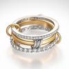 Three Jewels Interlocking Zircon Ring: Two-Color, Full Diamond Fashion Accessory