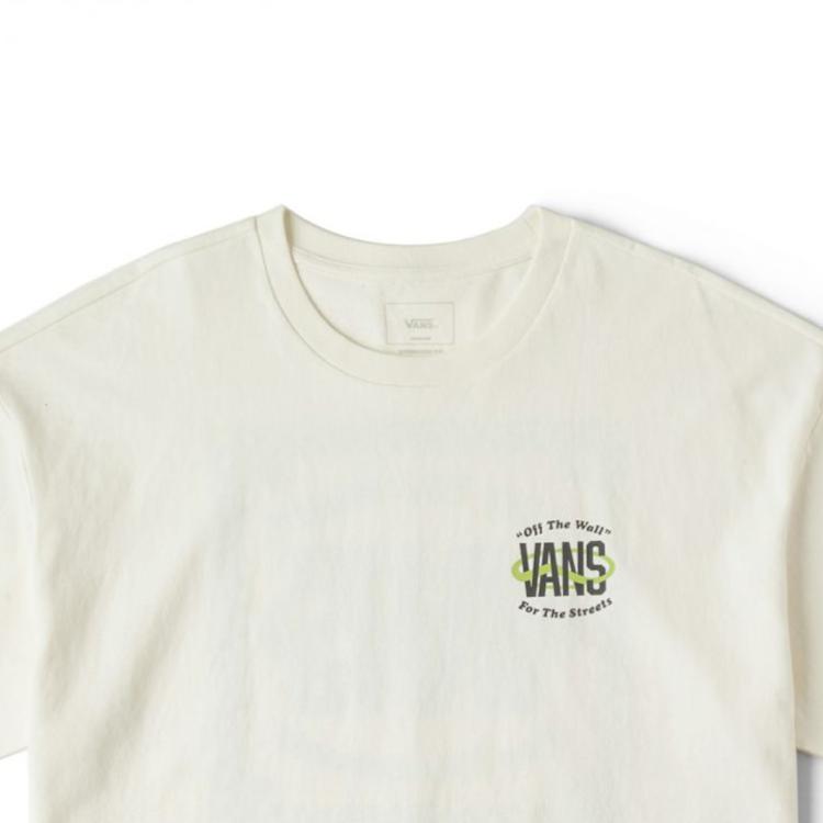 Vans Alphabet Print Comfortable Round Neck Short Sleeve T-Shirt Unisex Tops Beige VN000GS1FS8