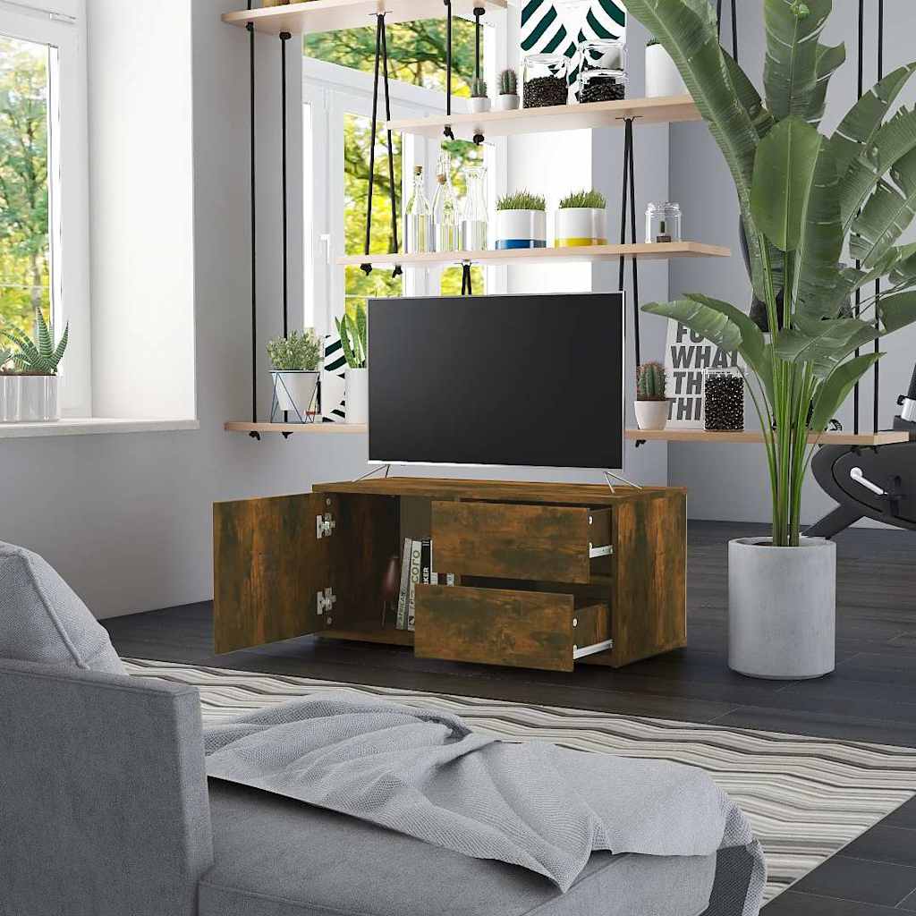 vidaXL TV-Schrank Räuchereiche 80x34x36 cm Holzwerkstoff
