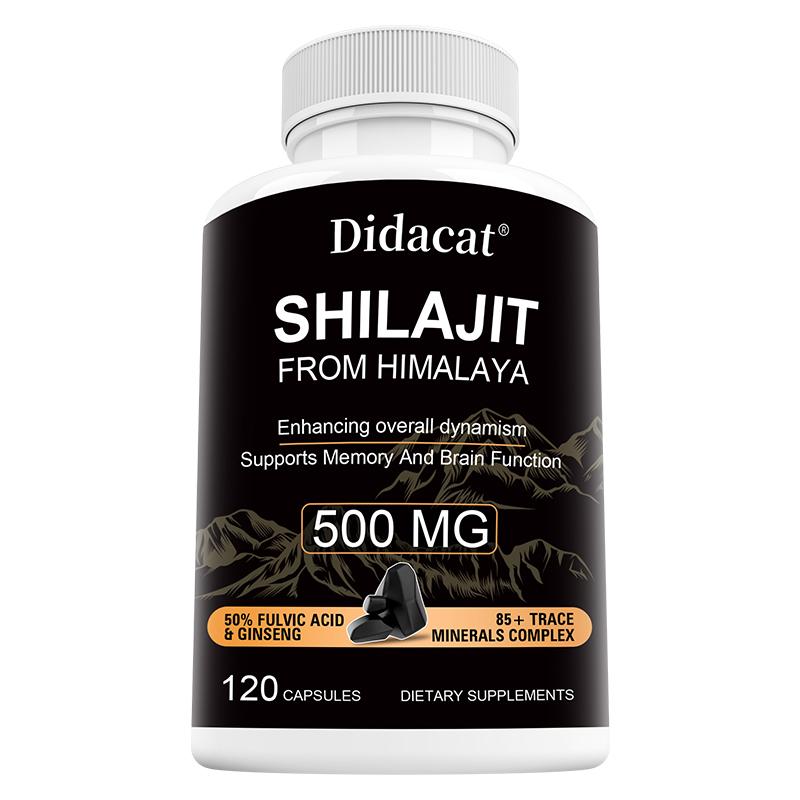 Didacat Shilajit from Himalaya 500MG with Ginseng, 120 Capsules for Memory & Brain Function Support 120PCS
