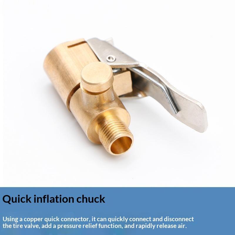 Heavy Duty Brass Air Chuck Adapter Lock Clip Pressure Relief Valve Heat Resistant for Auto Tire Inflator Pumps