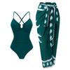 European and American New Bikini Printing One-piece Conservative Swimsuit Wrap Skirt Two-piece Set Popular Swimsuit Women