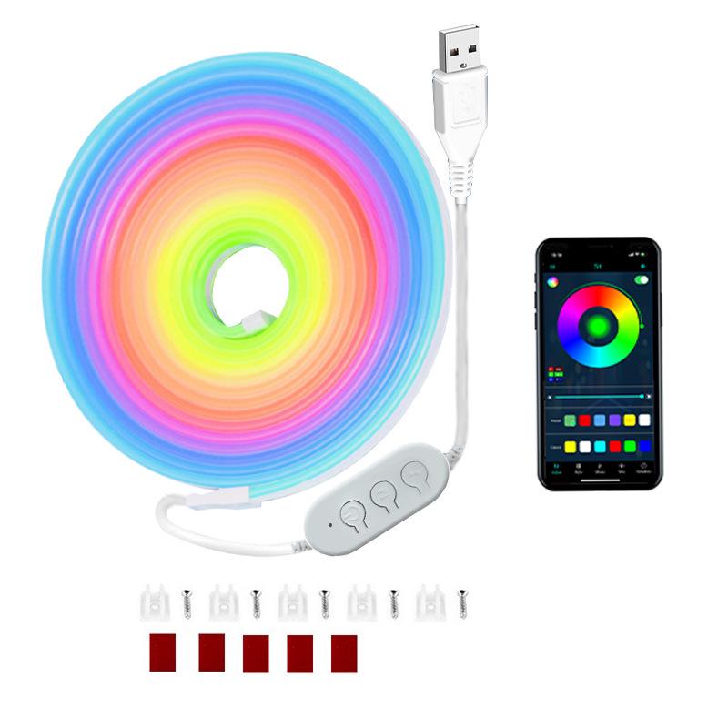 USB Dreamcolor Neon Light Strip: Running Water Silicone, Bluetooth Music Sync, DIY E-sports Lighting.