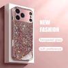 Pink Glitter Pattern Metallic Tempered Glass Phone Case For iPhone 17 16 15 14 13 12 11 Pro Max 15 14 Plus 17 Air 16E Cover