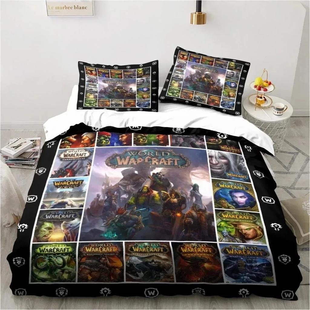 3D Printing World Warcraft Bedding Set Duvet Cover Quilt Pillowcase King Queen Size Boys Adult Gaming Theme