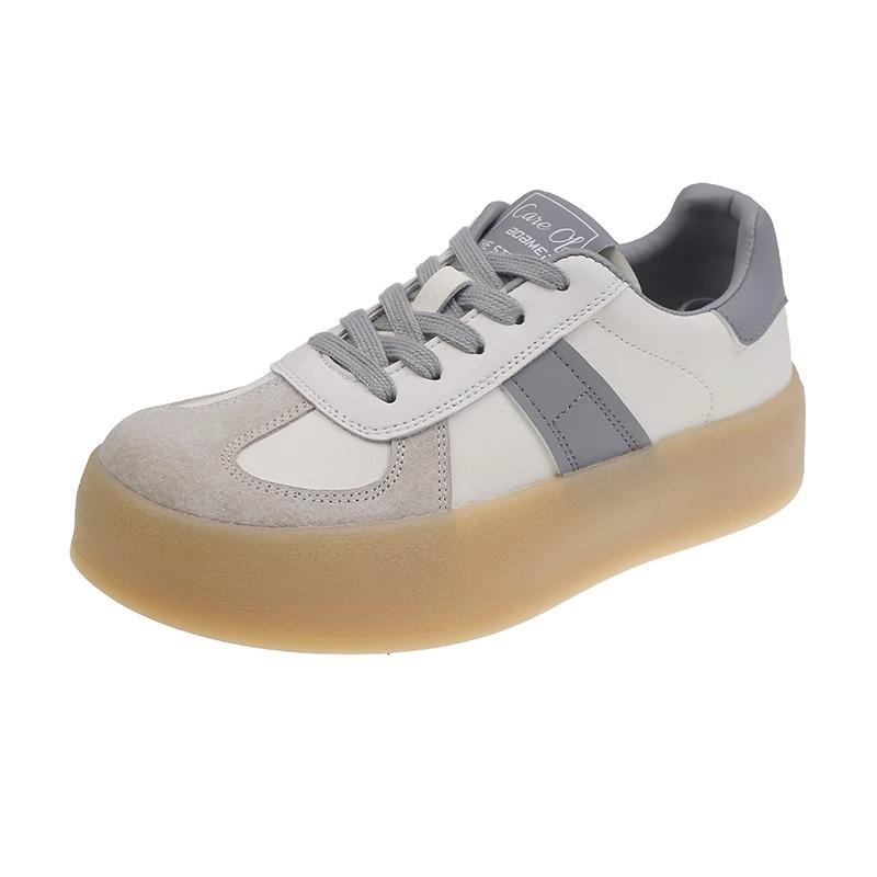 Leather Platform Women's Board Shoes Spring New Muffin Little White Shoes Height Increase Versatile Sports and Leisure Shoes