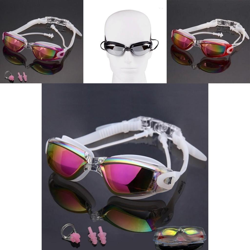Gafas de Natación Premium Impermeables Y Antivaho Recubrimiento de Colores Espejo Pequeño Set de Competición Para Visión Cristalina