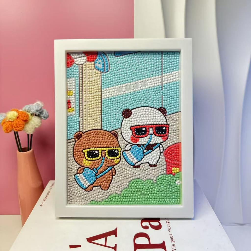 Children'S Diamond Painting Framed Handmade Diy Material Bag Sanrio Diamond Paste Painting Concentration Toy