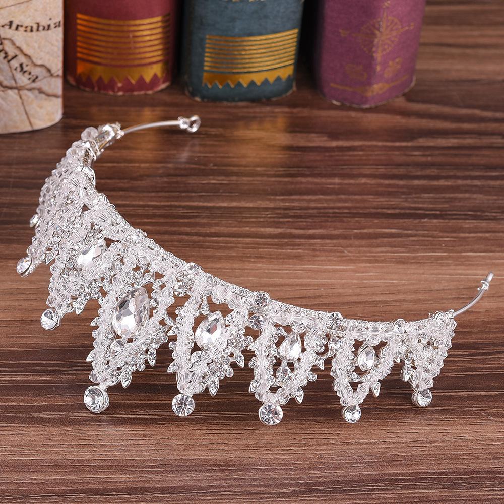 Koreanisches Brautschmuckset, Legierung mit eingelegtem Strass, handgefertigte Krone, Zirkonia, dreiteiliges Brautset