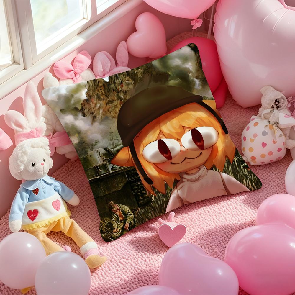 Neco Arc Funny Meme Kawaii Cushion Cover Pattern Printed Pillowcase For Living Room Sofa Cushion Cover & Bedroom Decor