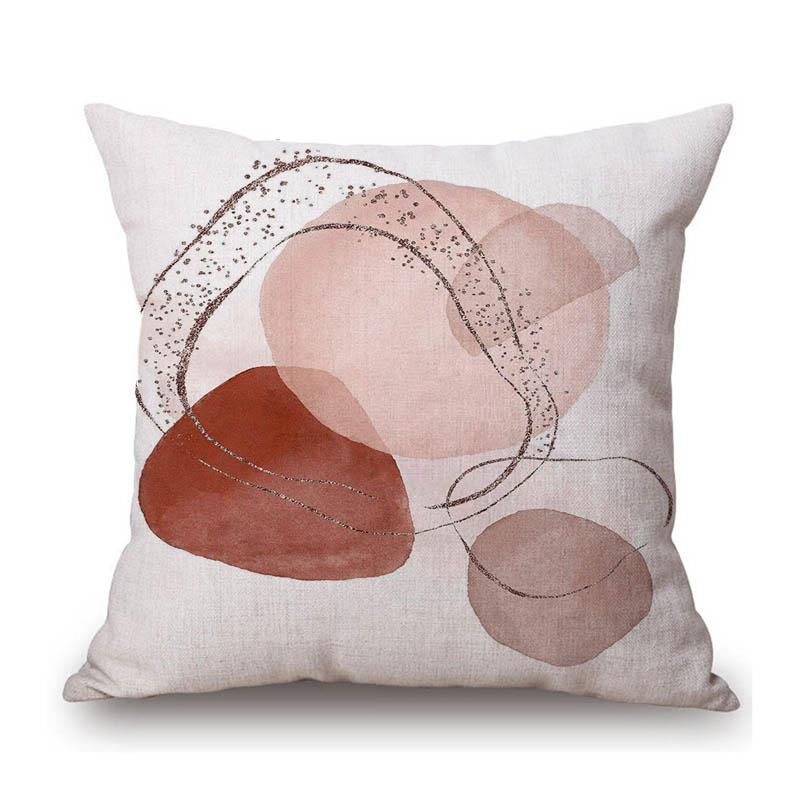 Nordic Abstract Geometric Modern Art Terra Cotta Modern Art Cotton Linen Sofa Throw Pillow Case Home Decorative Cushion Cover