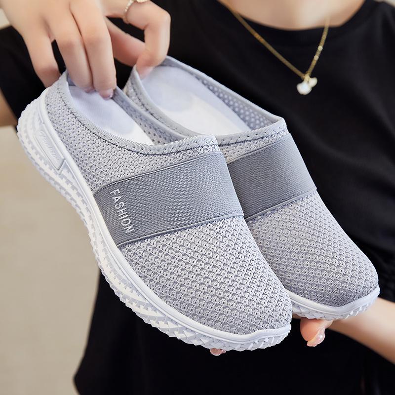 Damers Andningsbara Mesh-tofflor med Stängd Tå – Casual Bekväma Inomhusskor