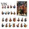 Christmas Advent Calendar with 24 Chicken Pendants Calendars 2025, Days 2D Flat Animal Ornament Small Hanging Decor for Bags Cars Countdown Calendar,