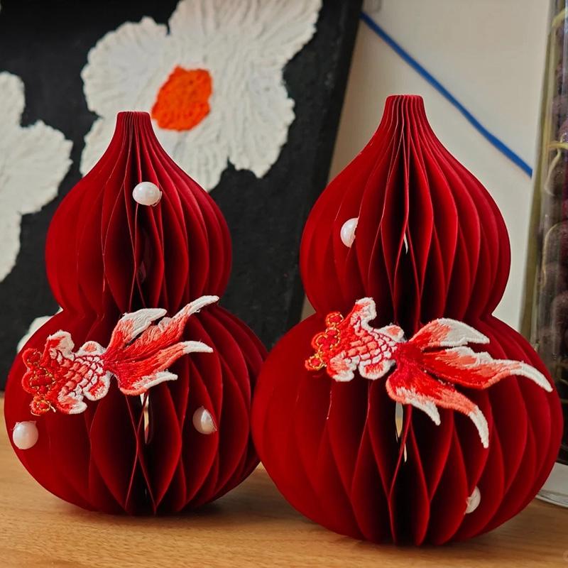 3D Honeycomb Balls Ornaments Red Gourd Housewarming Wedding Room Decoration Carft Chinese New Year Spring Festival Decor