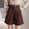 Women's High-Waist Autumn & Winter Corduroy A-Line Shorts - Slim, Wide-Leg, Casual Korean Style