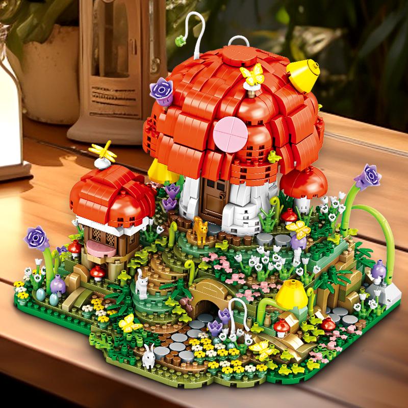 First-Class Forest Mushroom First-Class Cottage High-Standard Construction-Set High-Standard Assembly-Bricks Collection Kit High-Standard Creative