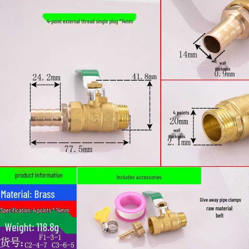 Brass Pagoda Water Pipe Ball Valve (6-19mm) with Hose Switch