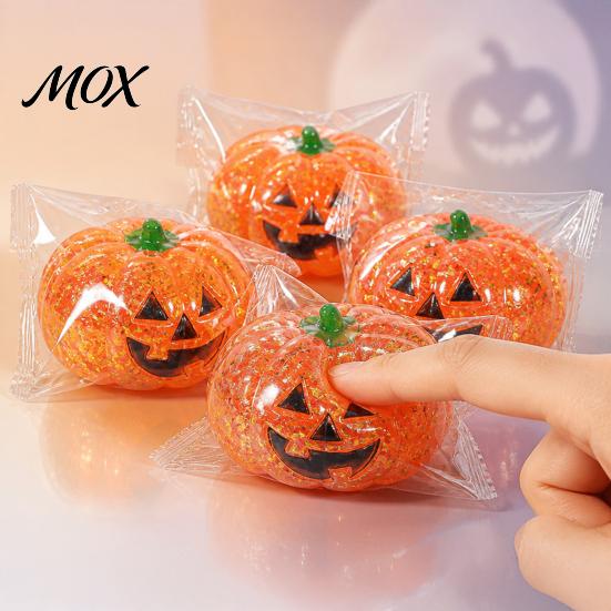 Classroom Stress Toy 1/2/3Pcs Halloween Pumpkin Relief Toy, Creepy Head Squeeze Glitter Ball for Kids Adults, Party Favors