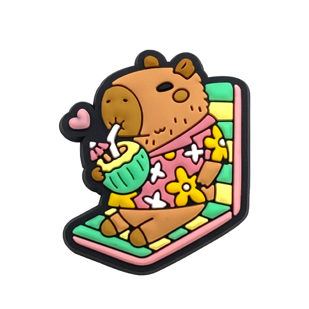 Capybara Pen Clip & Ornament: Card Buckle Decoration with Straw Accessories