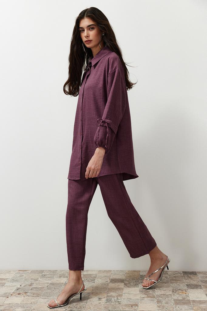 Women's Fashion New Hijab Bottom-Top Set Stone Linen Look Woven Bottom-Top Set