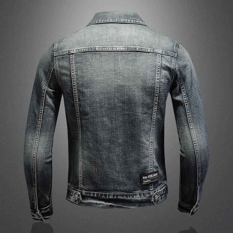 Men's Fashion Stand Collar Denim Jacket Trend Stretch Denim Jacket