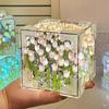 LED Tulip Flower Mirror Night Light Realistic Soft Glow Simple Installation Bedside Lamp Desktop Decor DIY Assembly Kit