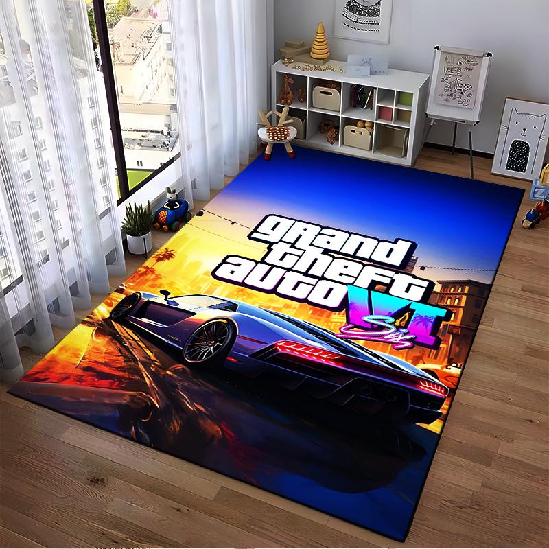 Grand Theft Auto VI Car Design Rug - Non-slip Rug Suitable for Living Room and Bedroom Sofas.
