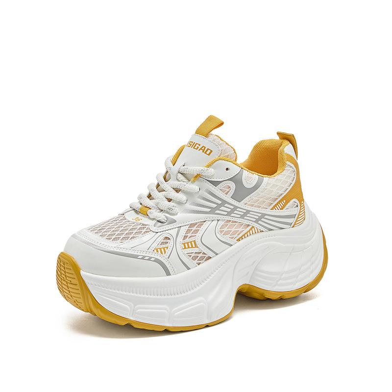 

Inner heightening polyurethane dad shoes women s 2025 new spring versatile fried street muffin platform casual sports shoes 34 жёлтый