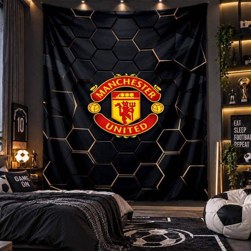 Wall Hanging Tapestry Manchester United FC Print Cloth for Living Room Bedroom Home Decor