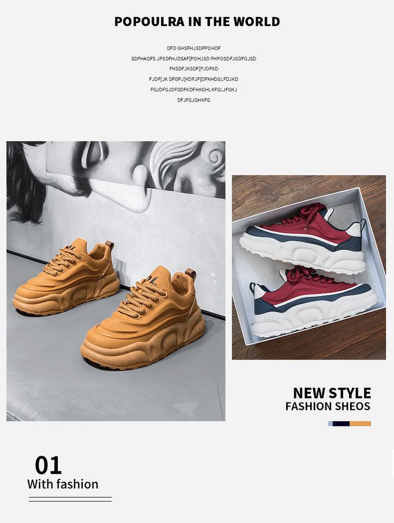 Men's shoes spring trend versatile casual Internet celebrities with the same board shoes platform youth non-slip sneakers 2025 new