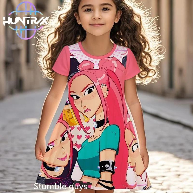 [Girls' Butterfly Dress] Holiday Party Girl Short Sleeve Dress - 3D Butterfly Princess Print,