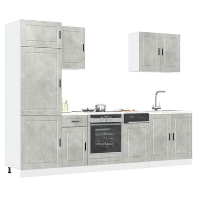 Kitchen Cabinet Set, Kalmar, 7-Piece, Concrete Gray