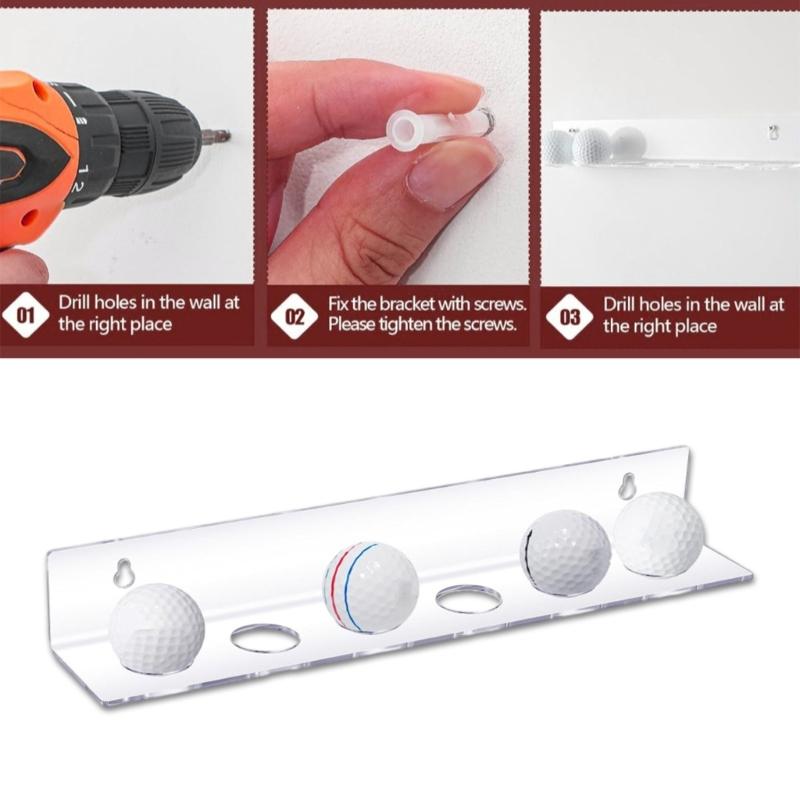 Golf Balls Display Rack Clear Acrylic Golf Balls Stand Floating Wall Mounted Shelves Displays up to 6 Golf Balls Enduring