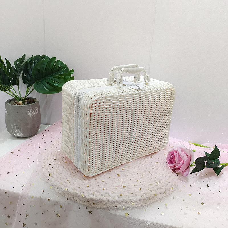 Valise à Cosmétiques Tissée en Rotin Imitation Boîte Cadeau Boîte Cadeau Nouvel An Chinois Boîte Cadeau de Mariage