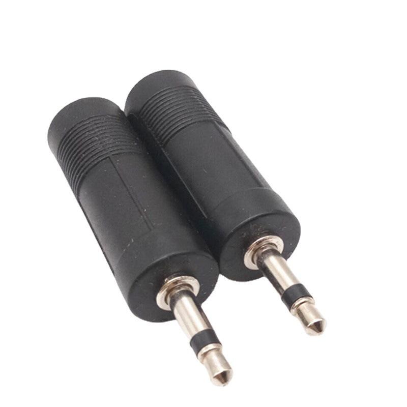 Mono Audio Adapter: 3.5mm Male to 6.5mm Female Converter, Plastic, Small to Large