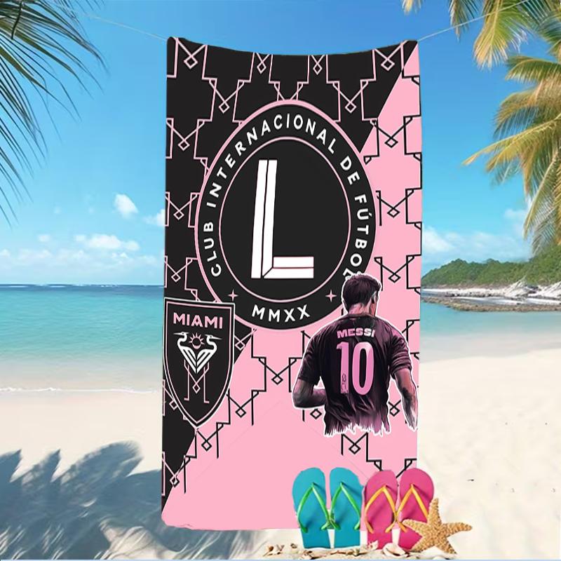 Beach Towel with Inter Miami CF Pattern - soft,absorbent,machine washable Lightweight&Modern,swimming,Travel Essentials