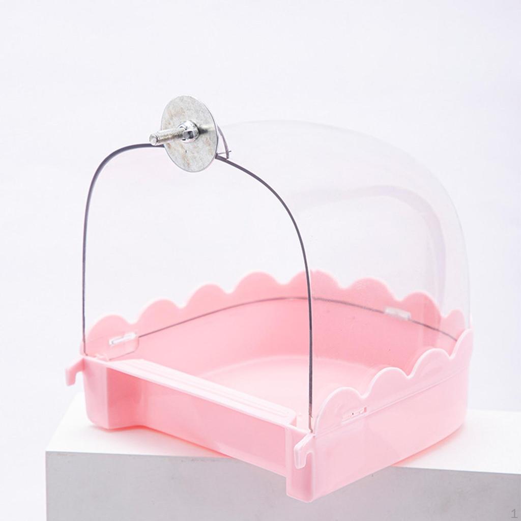 Bird Bath Bathtub Hanging Food Tray Shower Box Caged Parrot Bathing Tub for Budgerigar