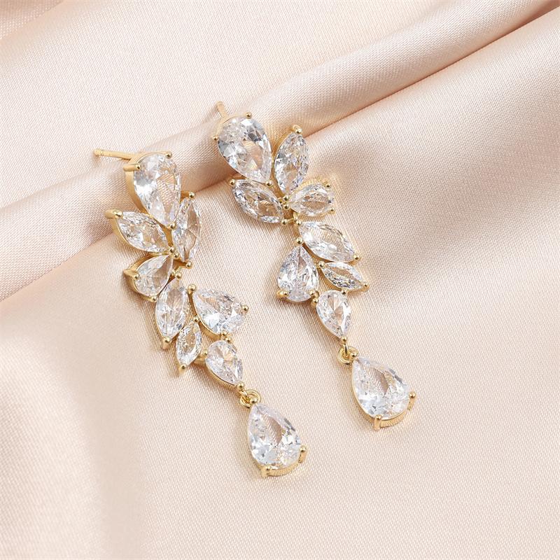 Luxury Clear Water Drop Zircon Bridal Earrings for Women Elegant Cubic Zirconia Long Dangle Earring Wedding Zircon