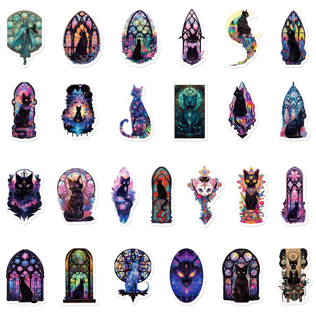 50 Self-Created Gothic Black Cat Black Cat Personalized Diy Decorative Stickers
