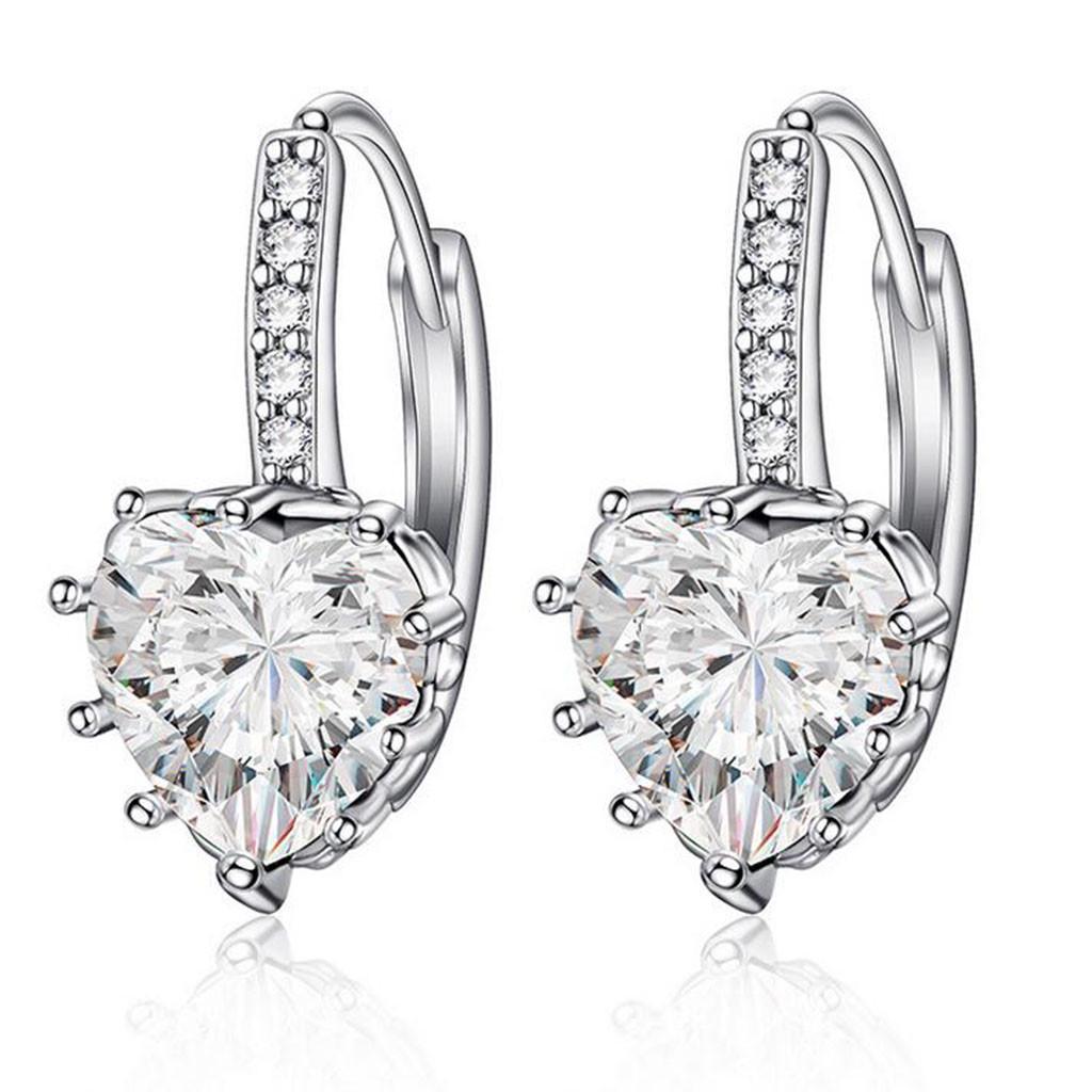 Women Earrings Heart-shaped Zircon Multi-color Fashion  Earrings
