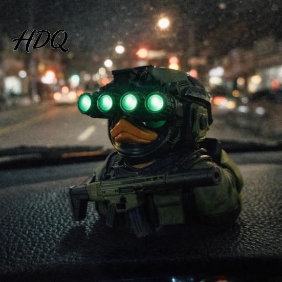 Trendy Military Desktop Decor Tactical Night Vision Duck Figurine Cool Statue Desk