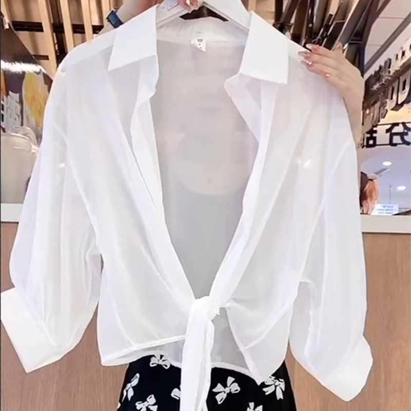 Women's Summer Chiffon Cardigan with Shawl - Light, Short, and Stylish Sun Protection Shirt