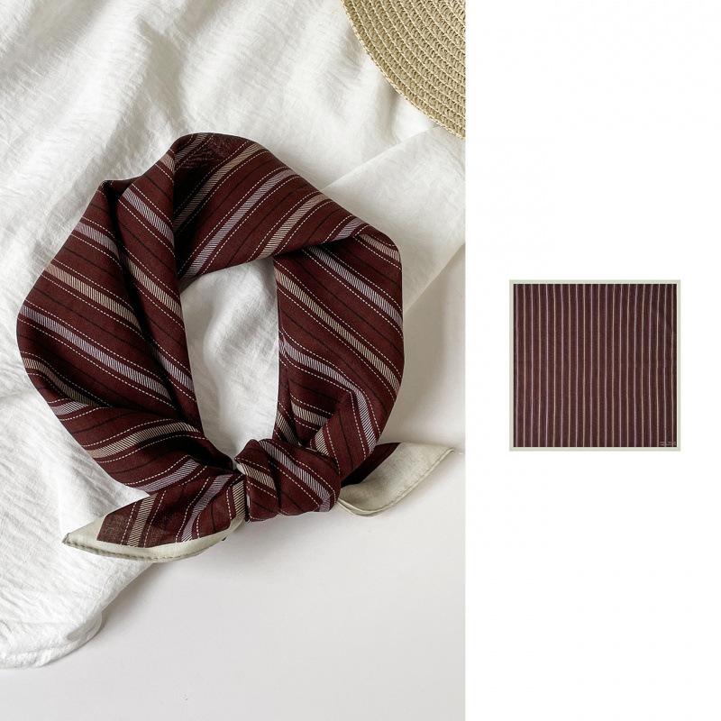 Small Fresh Literary Silk Scarf Square Scarf Plaid Headscarf 55 Cotton Square Scarf Versatile Clothing Binding Bag Decorative Scarf Scarf Scarf